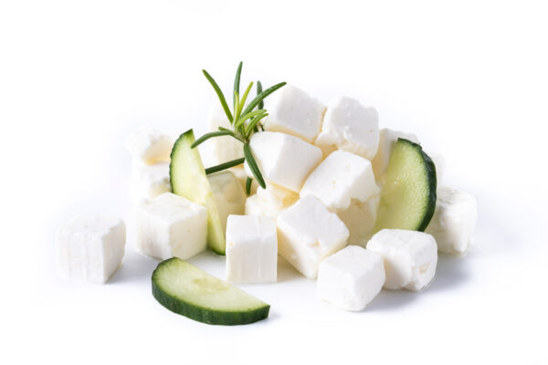 Fromages : Feta, mozzarella, emmental